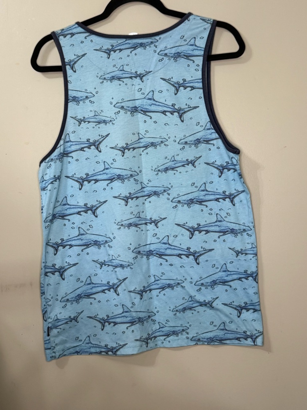 Vans Light Blue Shark Graphic Tank Top men medium surfer vibes summer beach